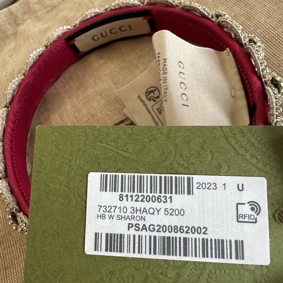 NEW GUCCI HAIRBAND CRYSTAL PINK HEADBAND 100% Authentic Sz M - Picture 5 of 9